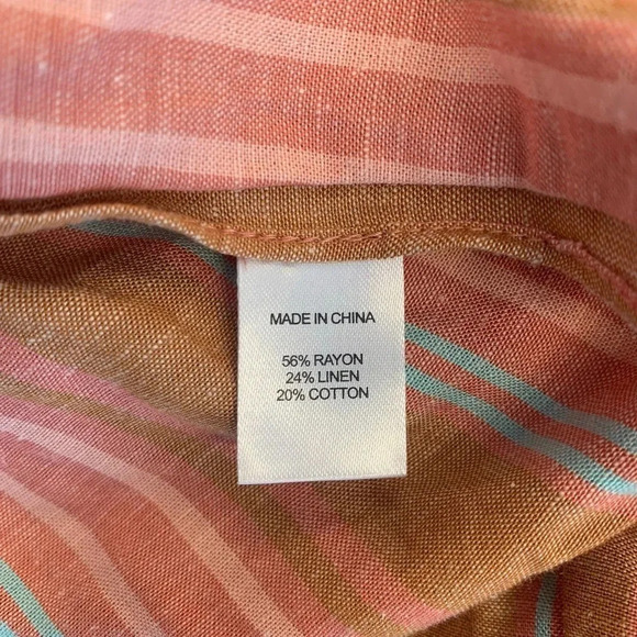 NWT DREW Anthropologie Linen Blend Striped Strapless Jumpsuit Size: L - Picture 10 of 11